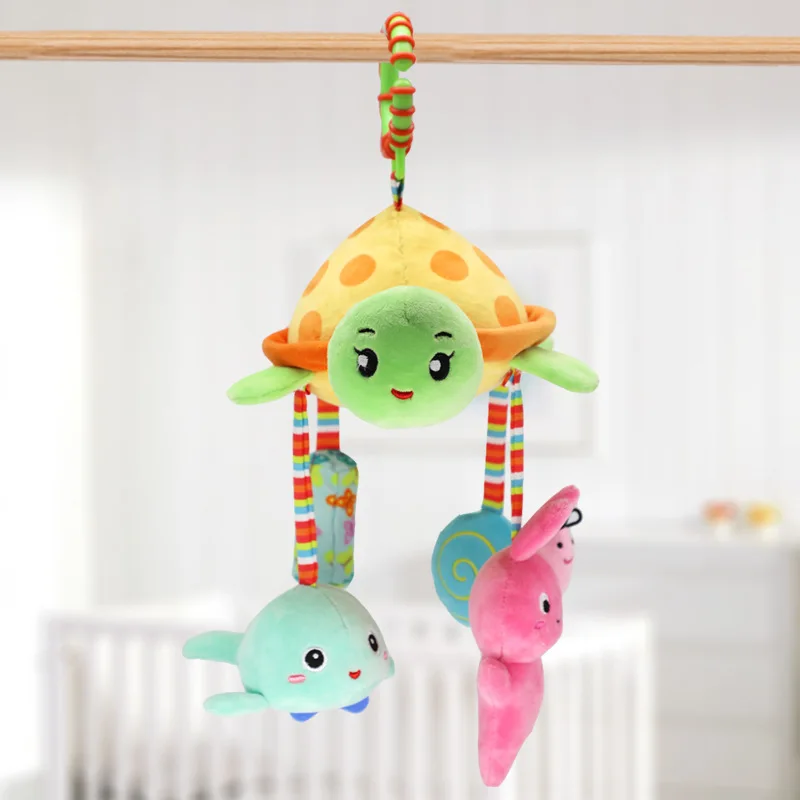 

Baby stroller hanging toy 0-1 year old cute turtle bed bell plush puzzle soothing toy