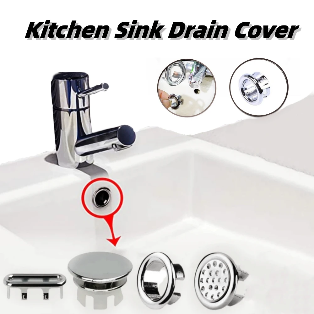 1pcs Kitchen Basin Sink Plastic Overflow Cover Ring Bathtub Drain Cover Decoration Replacement Round Drain Cap Sink Accessories