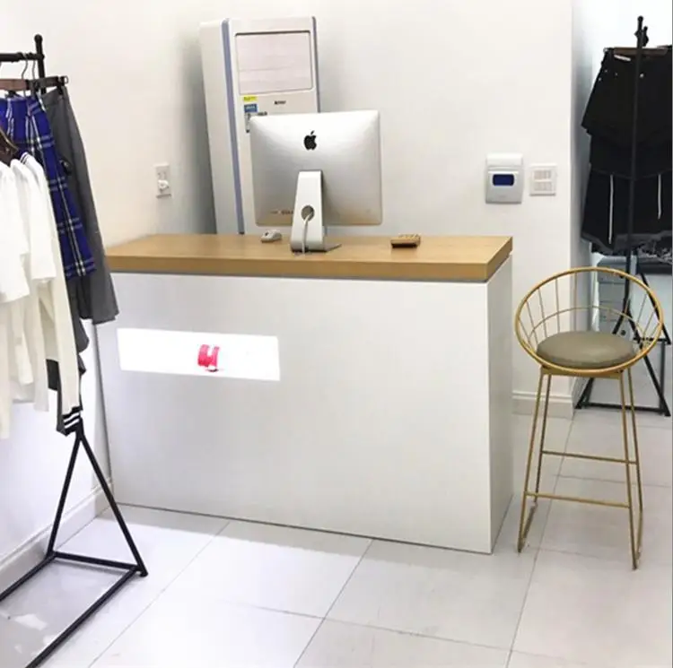 L-shaped paint checkout page counter simple modern clothing store beauty salon bar company front desk reception corner