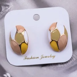 2026 New Fashion Orange Blue Enamel Drip Oil Oval Shape Metal Earrings Women Indian Statement Vintage Geometric Earrings Jewelry