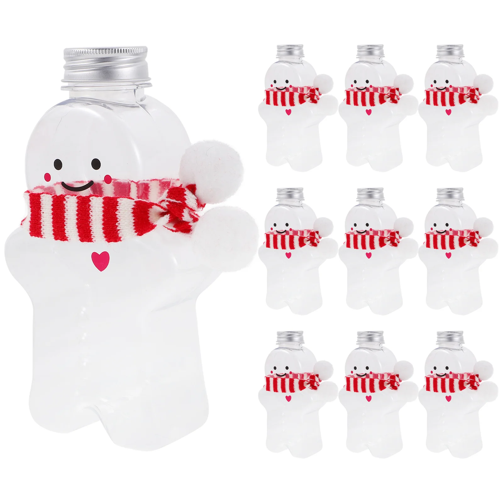 

10 Sets Christmas Drink Bottle Empty for Milk Juice Water Bottles Candy Jar with Cover The Pet Wrapping Cookie