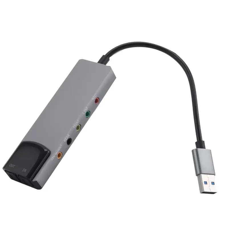 6-In-1 Computer Sound Card 5.1 USB External Sound Card Multi-Function Audio Converter For Notebook Aluminum Sound Card Durable U
