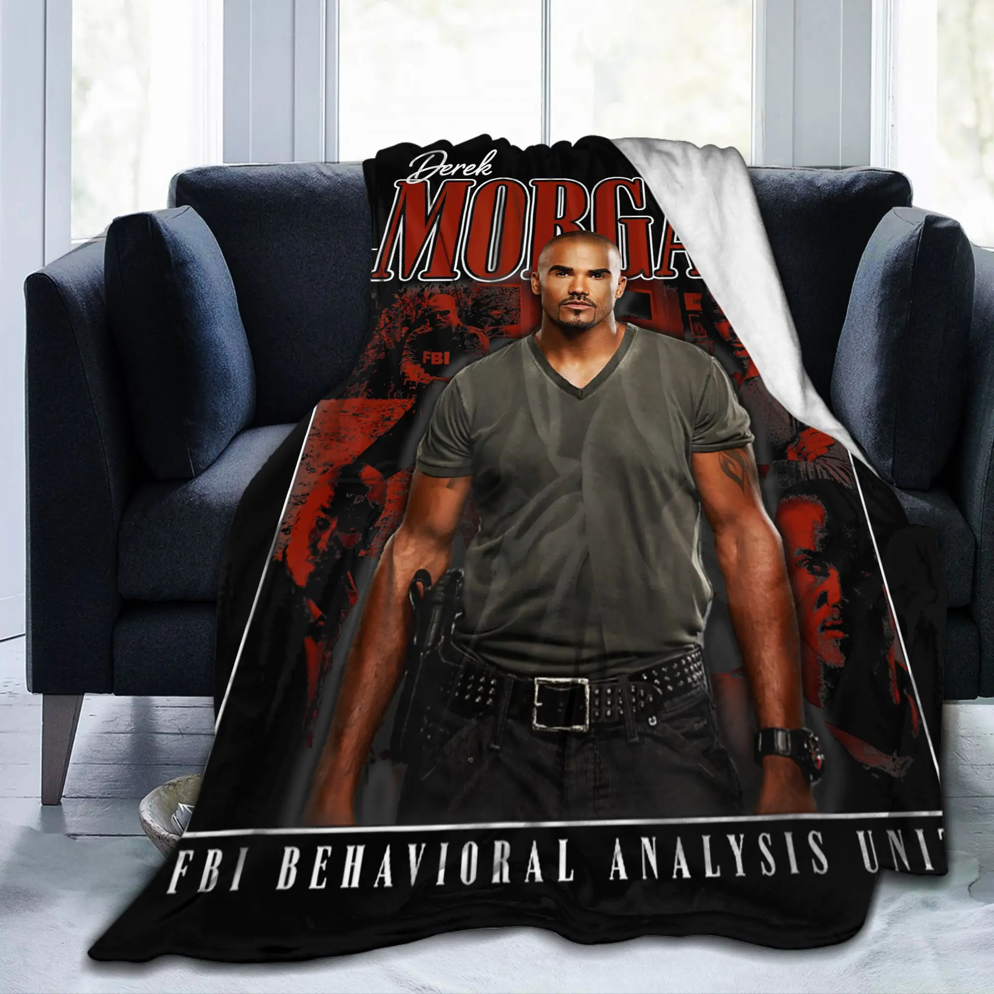 Criminal Minds Derek Morgan Blanket Flannel Textile Decor 90's Throwback Multi-function Throw Blankets for Couch Bedroom Quilt