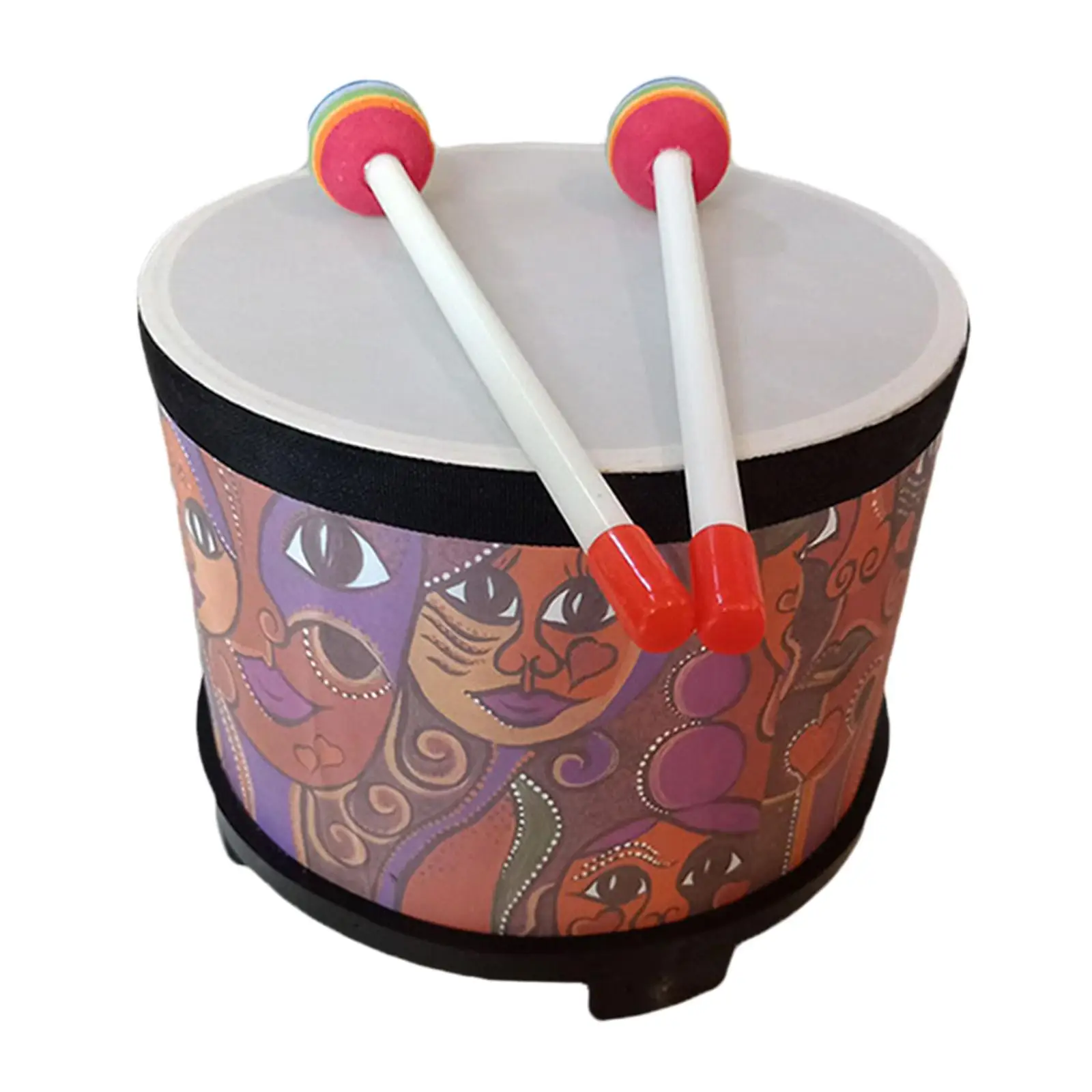 Wooden Floor Tom Drum Portable Children Bongo Percussion Instrument Toy for Family Music Teaching