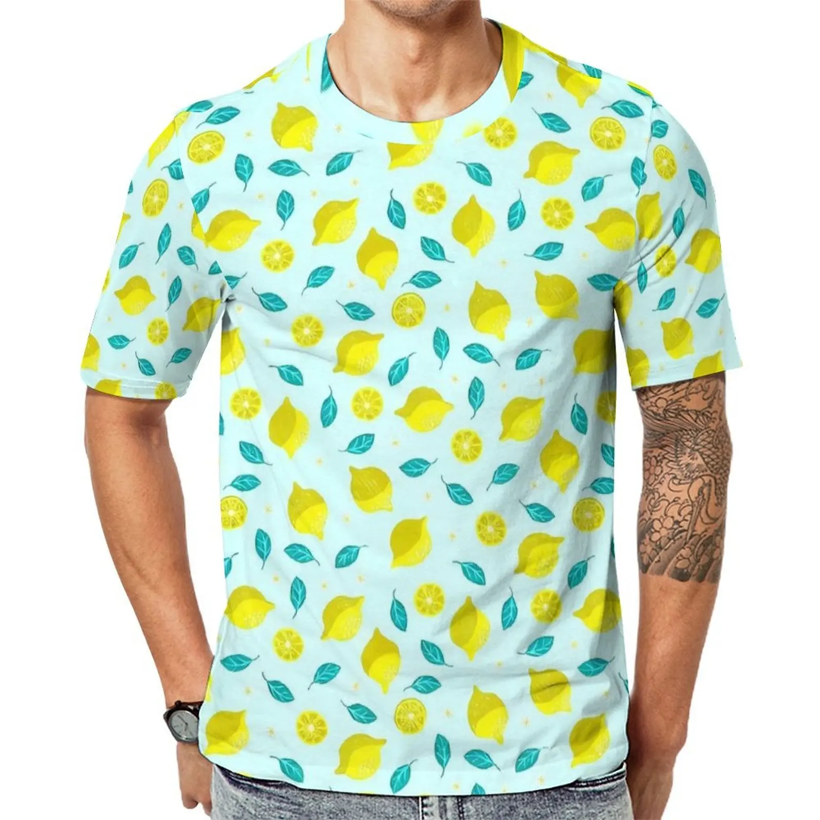 Summer T-Shirt Lemon Blossom Design Retro Print T-Shirts  Aesthetic Retro Tee Shirt For Man Short Sleeve Plus Size Clothes