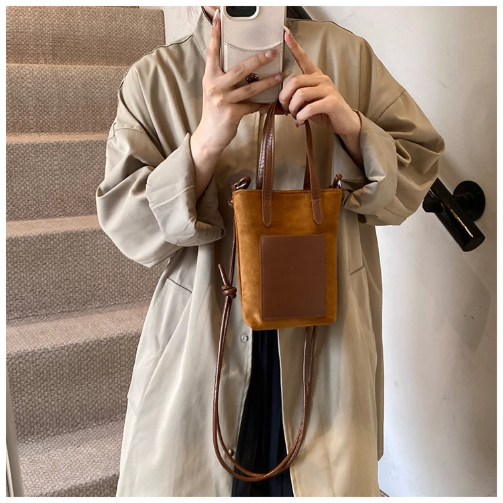 Vintage Leopard Print Small Square Bag Suede-covered Phone Bag Fashion Versatile Shoulder Crossbody Bag Women Small Handbag