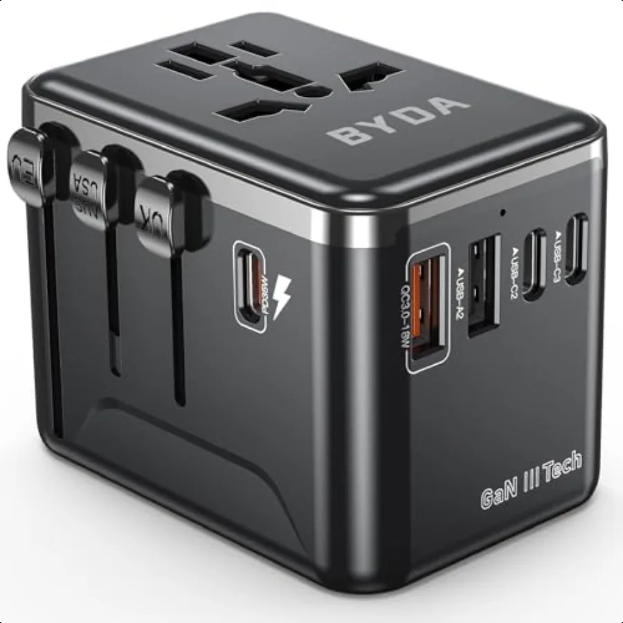 

Universal Travel AdapterWorldwide AllinOne International Power Plug with USBC 35W GaN USB Ports EU UK US AU Outlet Converter fo