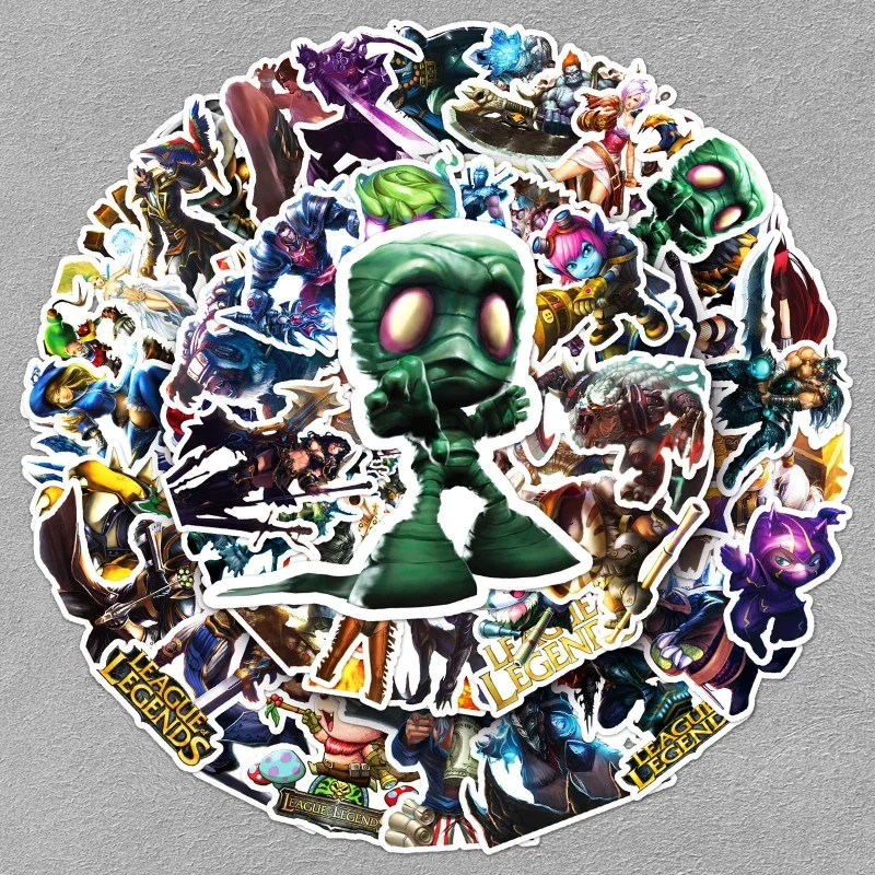 Auto-adesivo adesivos decorativos, League of Legends, Amumu, Alistar, jogo popular, móvel, tablet, skate, 50, 30, 10pcs