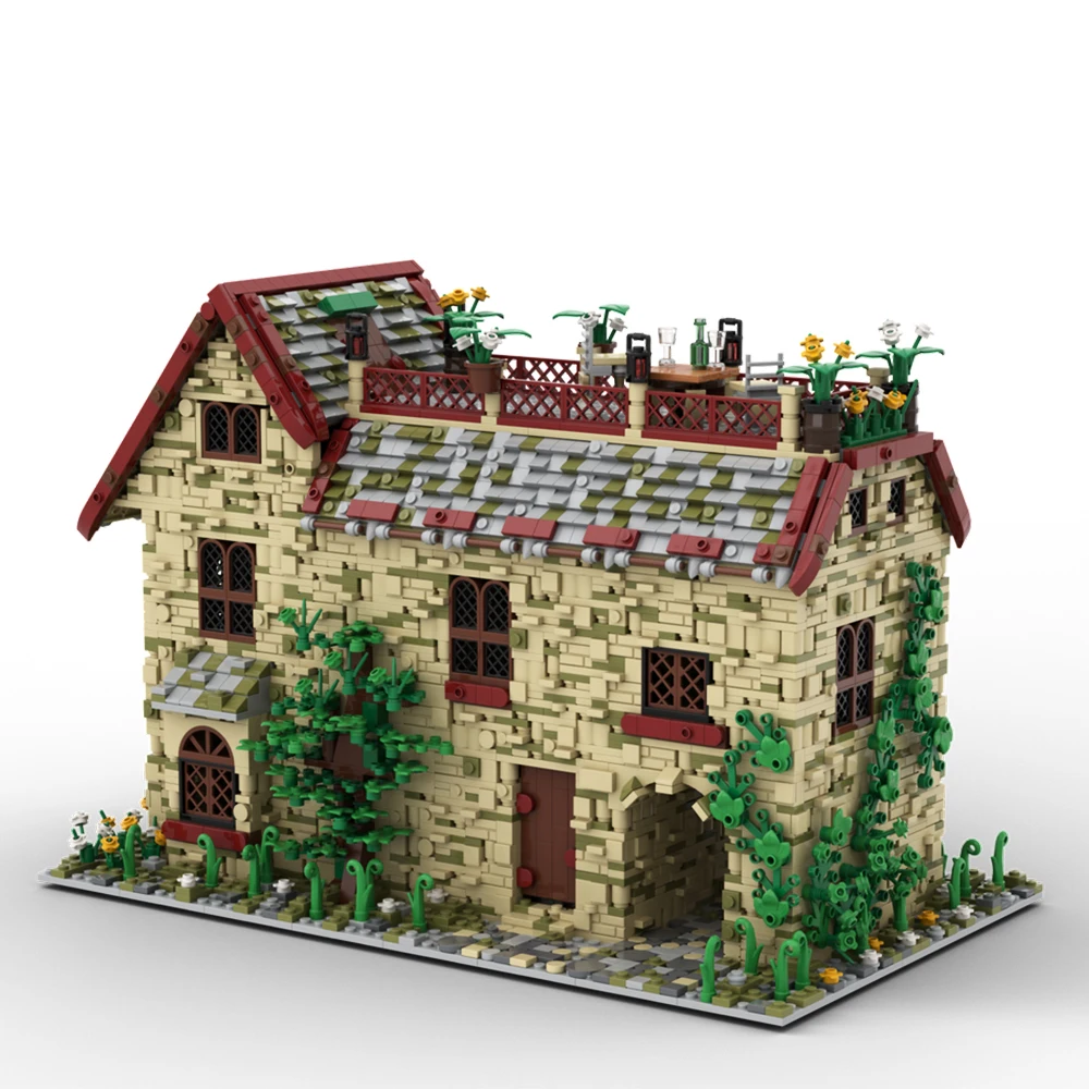 Gobricks MOC A house with an attic Street View Architecture Building Block Educational Toys For Kid Birthday DIY Children Gift