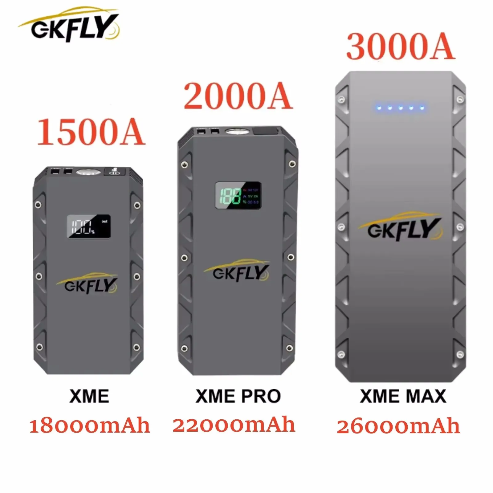 GKFLY 자동차 점프 스타터 시동 장치, 보조배터리 스타터 케이블, 자동차 배터리 부스터, 가솔린 디젤 점퍼용, 1500A, 2000A, 3000A 