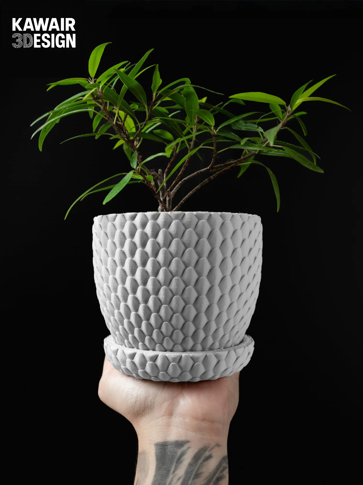 

3D Printed Flower Pot Square Rhombus Design Line Texture Modern Home Decor Eco-Friendly macetas