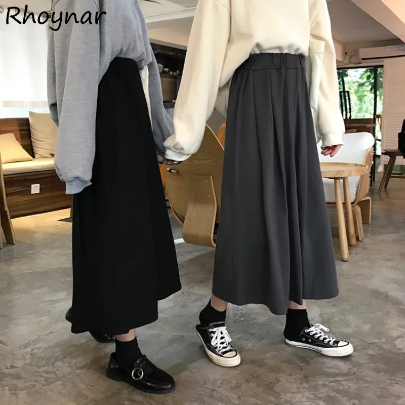 

Skirts Women Autumn Preppy Style All-match Solid Girlish High Waist Streetwear Ulzzang Юбка Женская Harajuku Simple Casual Chic