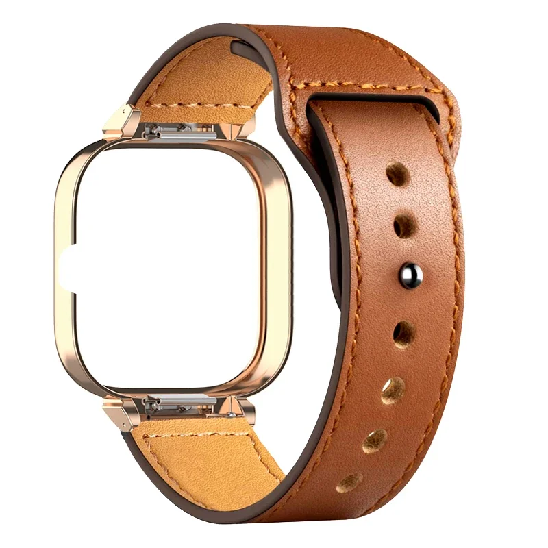 Leather Watchband for Redmi Watch 4 Strap Protector Case for redmi watch 4 Bracelet for redmiwatch 4 Belt Metal Protective Shell
