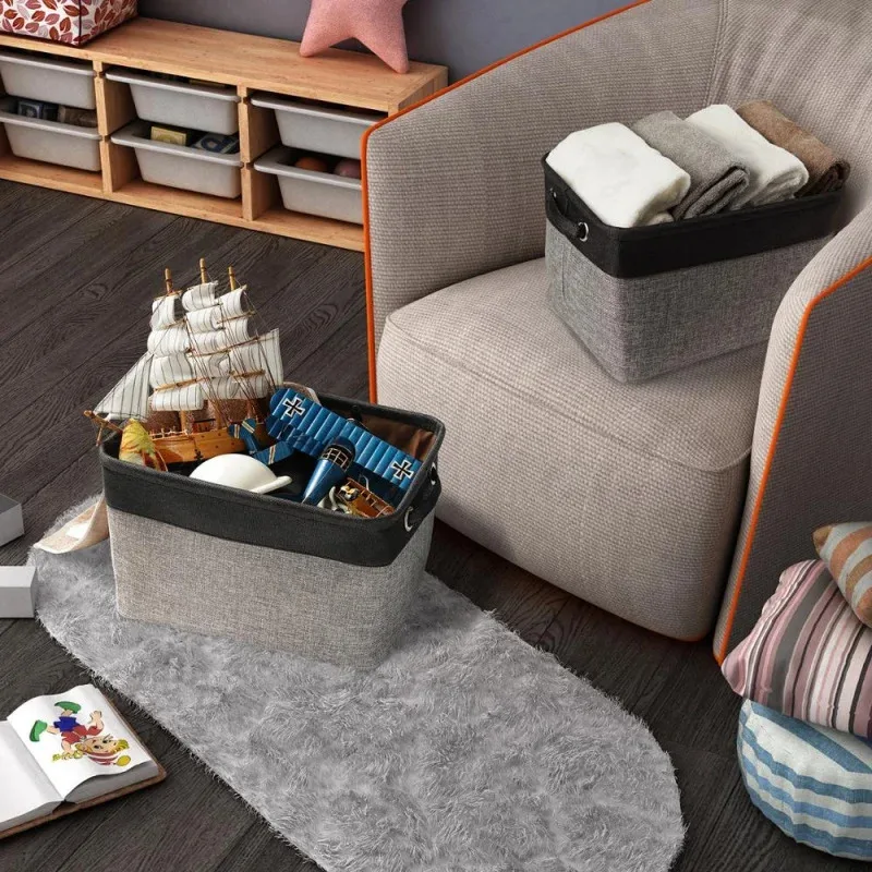 

1/3 шт. льняная корзина для белья с ручками, корзина для хранения одежды, складной ящик для хранения, бытовые товары для дома, хранение игрушек