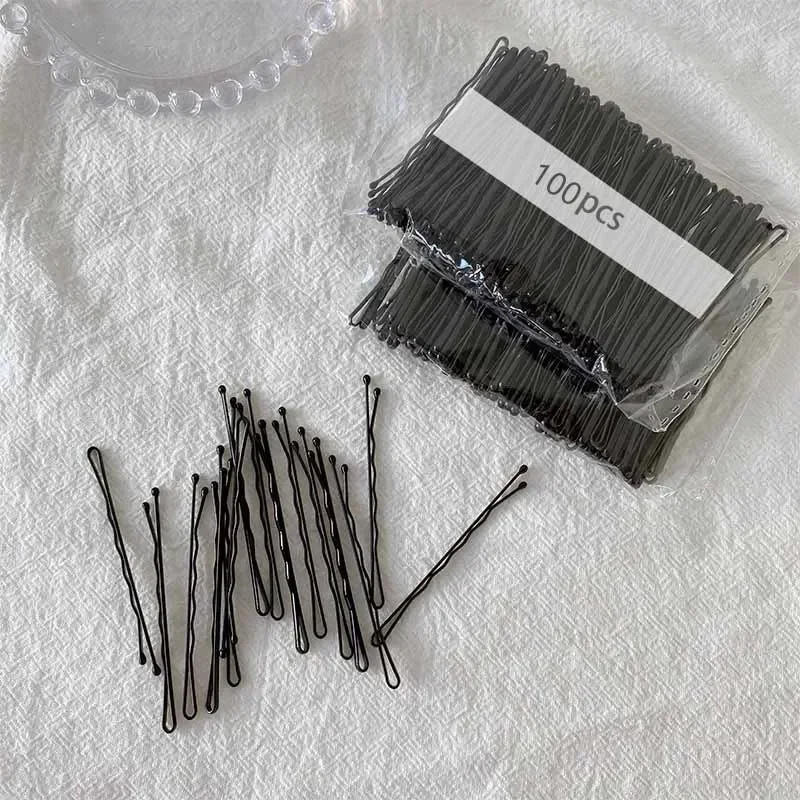 

100pcs Hairpin Female Steel Clip Headdress Card Hairpin Black Top Clip Side Clip Broken Hairpin