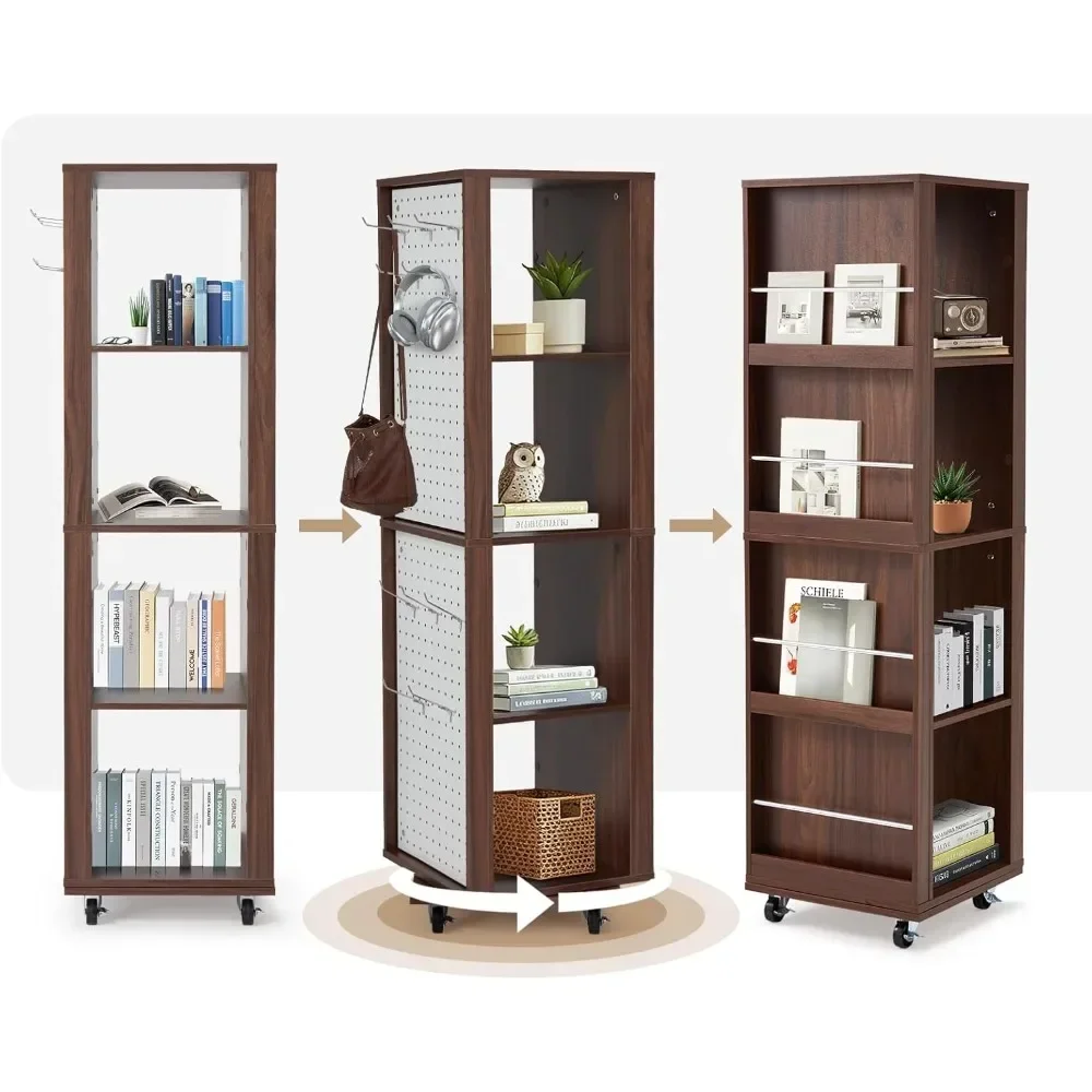 

Bestseller"4-tier corner bookshelf with spinning tower and magazine rack on wheels"