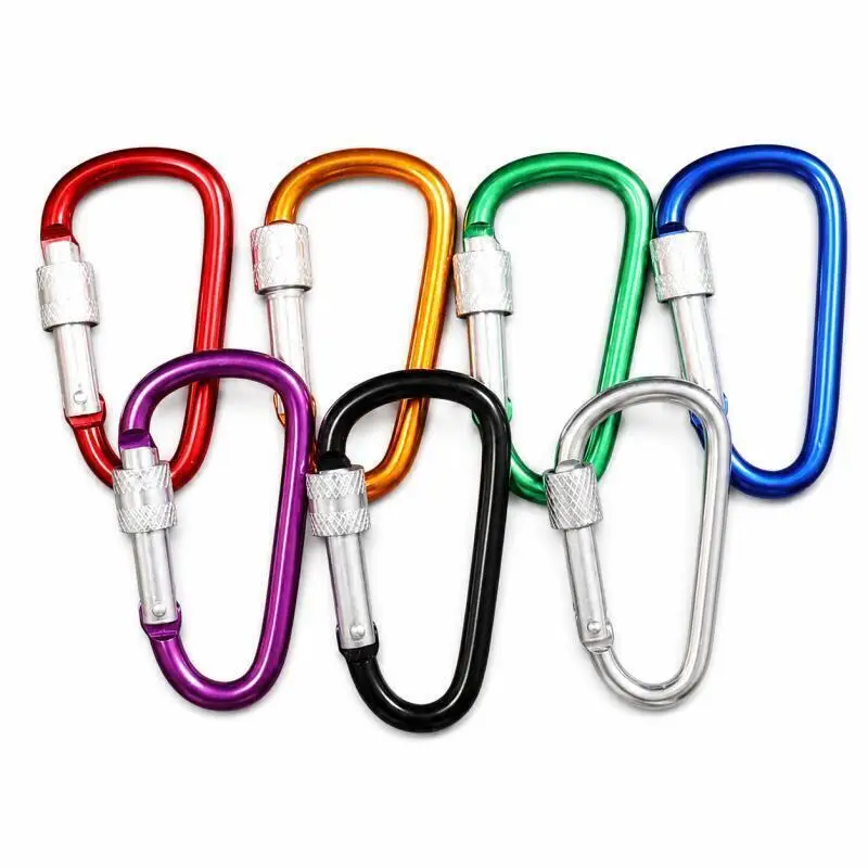 10~100 Stück Aluminiumlegierung D-förmiger Karabiner, Nr. 5 Sicherer Schlüsselanhänger, Rucksackschnallen, Windseilverschluss – Detail 4