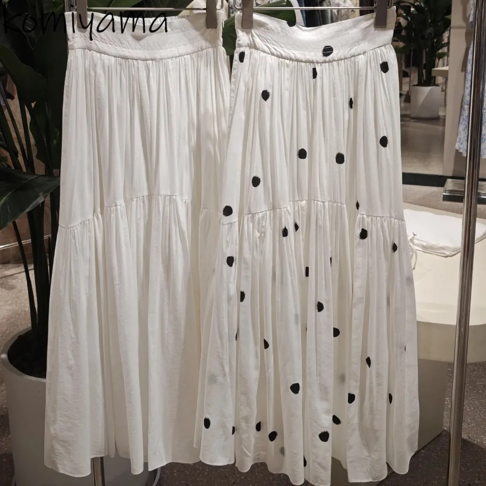 

High Waist Pleated Skirts Japanese Wave Point Skirt Autumn New Gentle Fashion Faldas Elegant A-line Roupas 2025 Woman Clothes