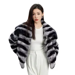 Winter Women Real Rabbit Fur Coat Luxury Long Fur Coat Loose Lapel OverCoat Thick Warm Fur Coat Natural Fur Female Plush Coats