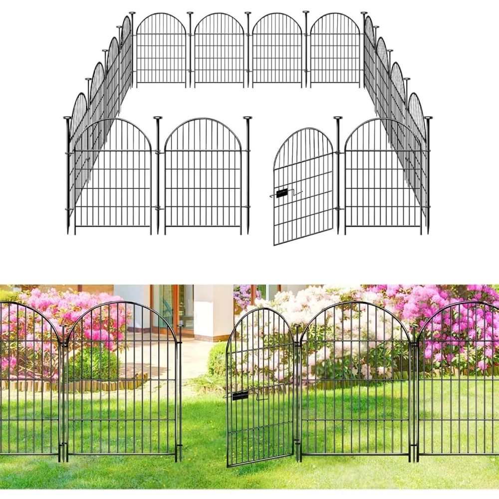

Adavin Tall Garden Fence Animal Barrier with Gate,32 in(H) 24 Panels Dog Fence Outdoor for Yard,Total 52.5 Ft Garden Fencing, No
