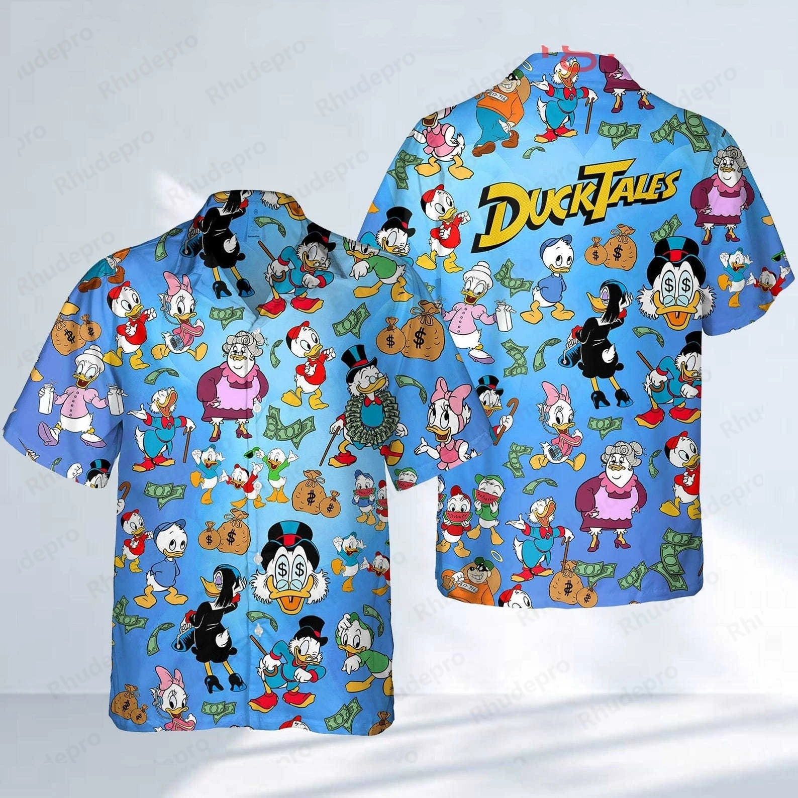 Disney Donald Duck Tales Hawaiiaanse shirts Heren Dames Kinderen Shirts met korte mouwen Zomer Casual Vakantie Knoppen Strandoverhemden