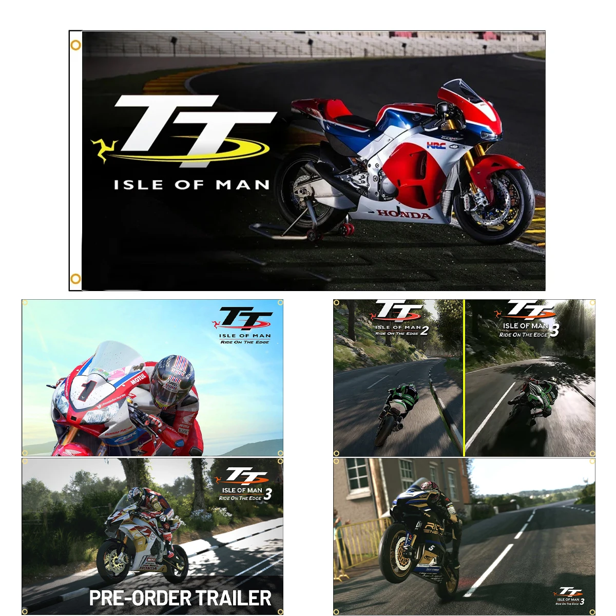 FLAGDOM 90x150cm moto TT Isle of Man bandiera poliestere stampato auto da corsa Banner per la decorazione