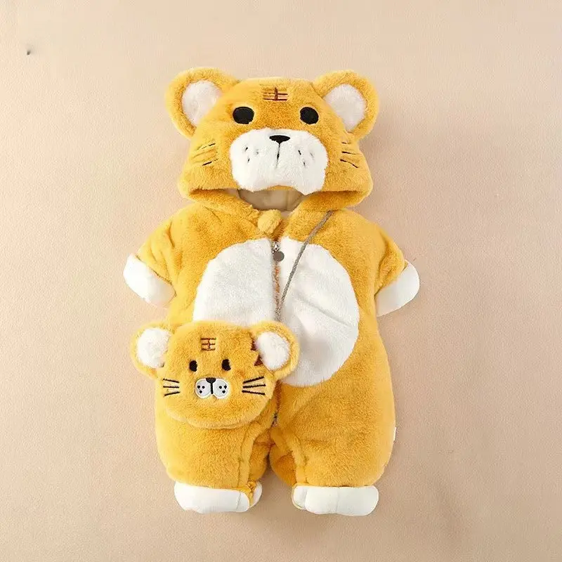 

Baby Autumn Winter Outing Cartoon Cute Rompers Handsome Boys Baby Tiger Thick Full Moon Cute Cotton Clothes