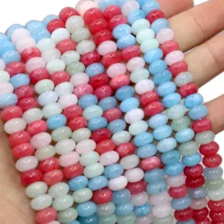 Natural Stone Rondelle 5*8MM Jaspers Angelite Jades Morganite Loose Spacers Bead For Jewelry Making DIY Bracelet Necklace