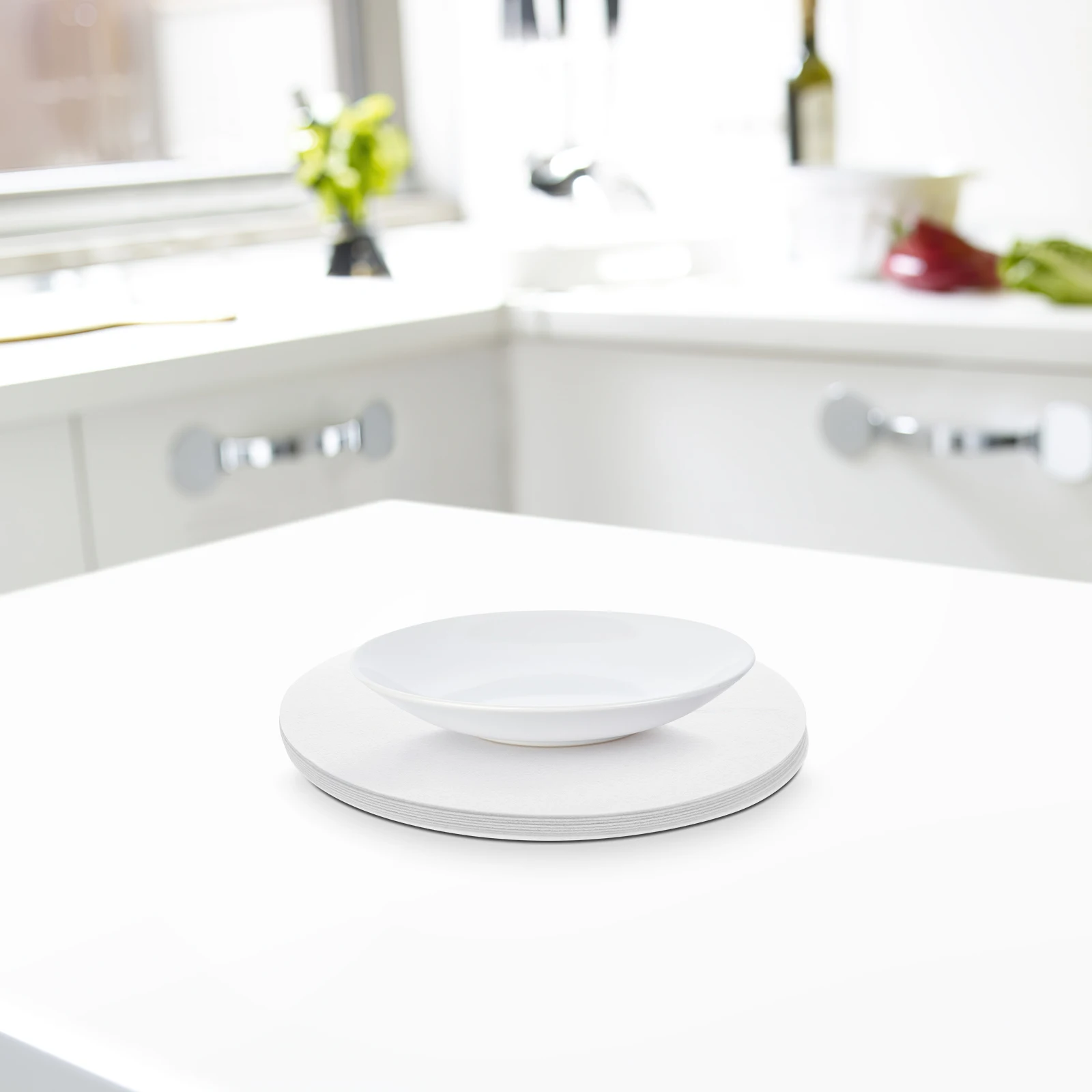 

10pcs White 26 7cm Felt Plate Mats Dining Insulation Separators Stacking Dividers Storage Protectors Pan Ceramic Homeware