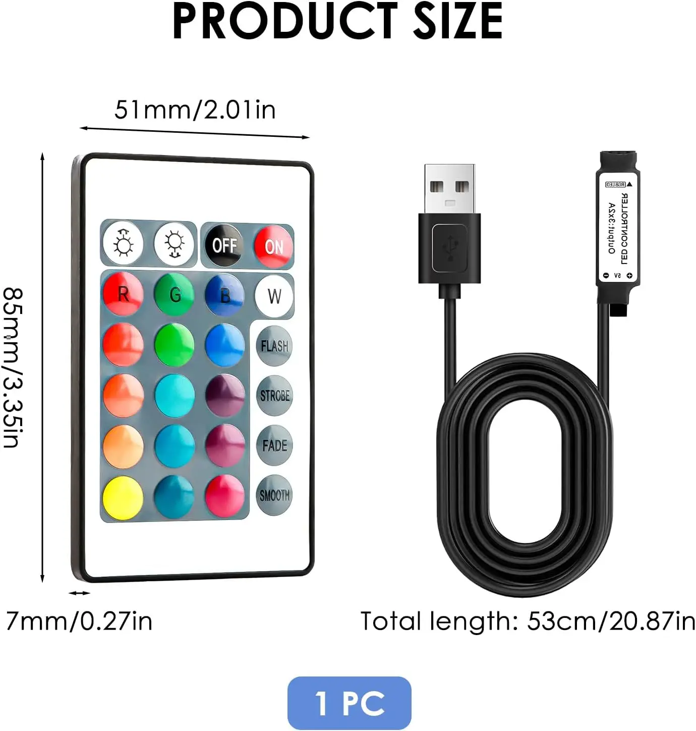USB 5V mini 24key 4Pin RGB LED Strip Light RF Controller Control Cable Remote Dimmer for 5050 3528 2835 led Strip