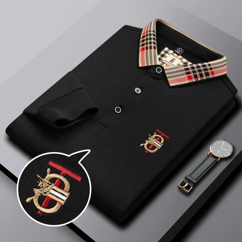 

Autumn and Winter Korean Version Hot Selling Luxury Long Sleeved Men's Polo Shirt, Business Casual Men's Clothing, Warm
