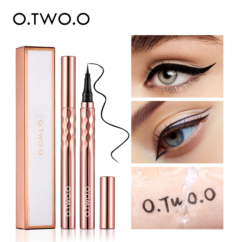 O.TWO.O Eyeliner Pencil Liquid Eye Liner Waterproof Smudge Proof Quick Drying 12 Hour Wear Ultra Fine Black Eyeliner for Arrows