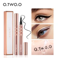O.TWO.O Lápiz Delineador de ojos líquido delineador de ojos impermeable a prueba de manchas de secado rápido 12 horas de usar delineador de ojos negro ultrafino para flechas