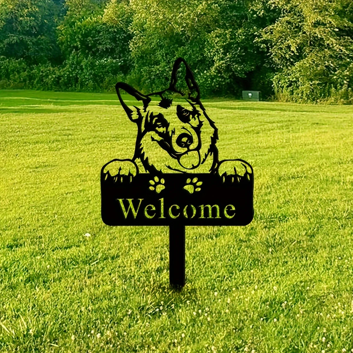 

1pc Welcome Sign Metal Crafts,Dermu Outdoor Garden Decorative Ground Plugs