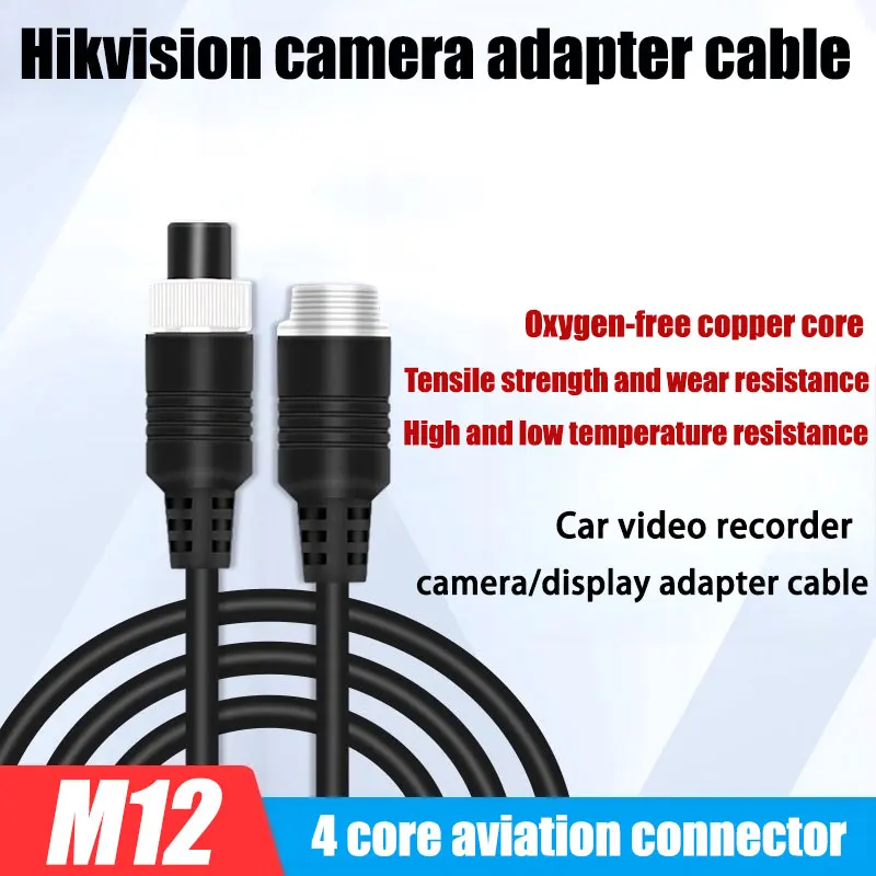 GX12 Aviation 4Pin Plug Truck Hikvision Monitoring Reversing Adapter Vehicle Camera Video Extension Cable Male Female 20cm/35cm