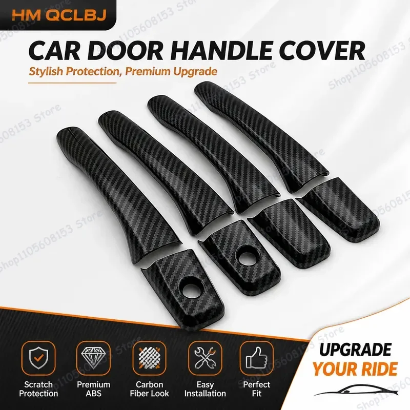 For Mitsubishi Lancer Carbon Fiber Pattern Black Door Handle Decorative Sticker For Lancer Lingshuai Car Styling Accessories