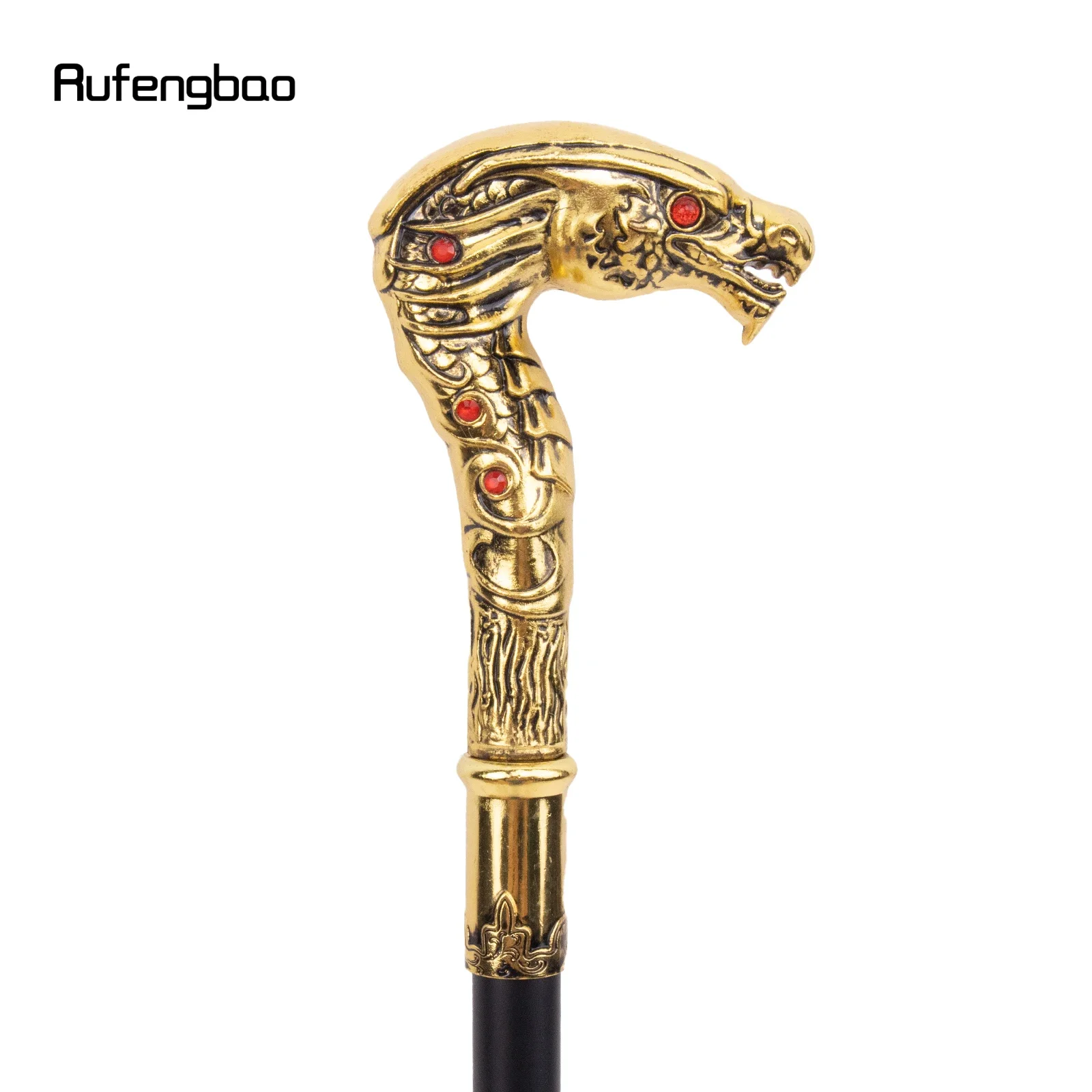 Golden Dragon Head Walking Cane, Bastão Decorativo para Cavalheiros, Botão de Crochet de Cosplay Elegante, Moda de Luxo, 93cm