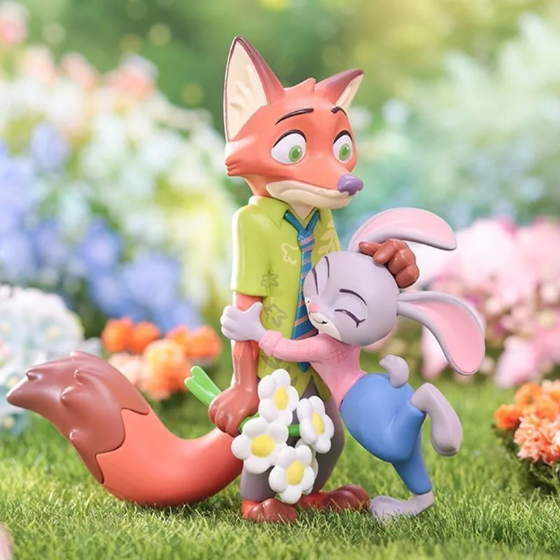 Disney Zootopia Flower World Series Blind Box Leopard Ufficiale Judy Nick Decorazioni per il desktop Kawaii Anime Cute Lovely 2025 Nuovo