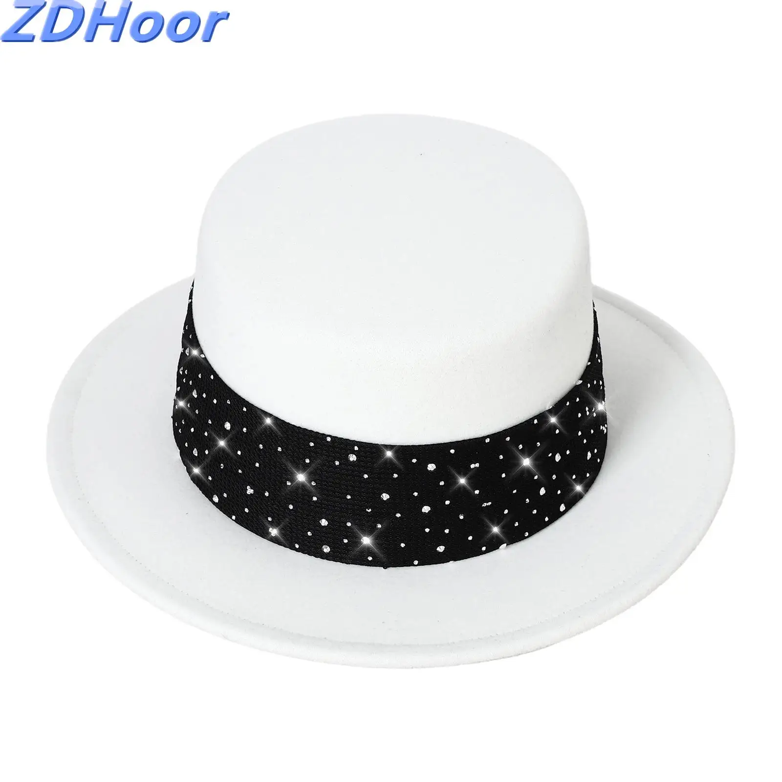 

Женская и мужская шляпа-федора в стиле ретро с блестящими стразами, широкими полями и плоской верхушкой для элегантного образа