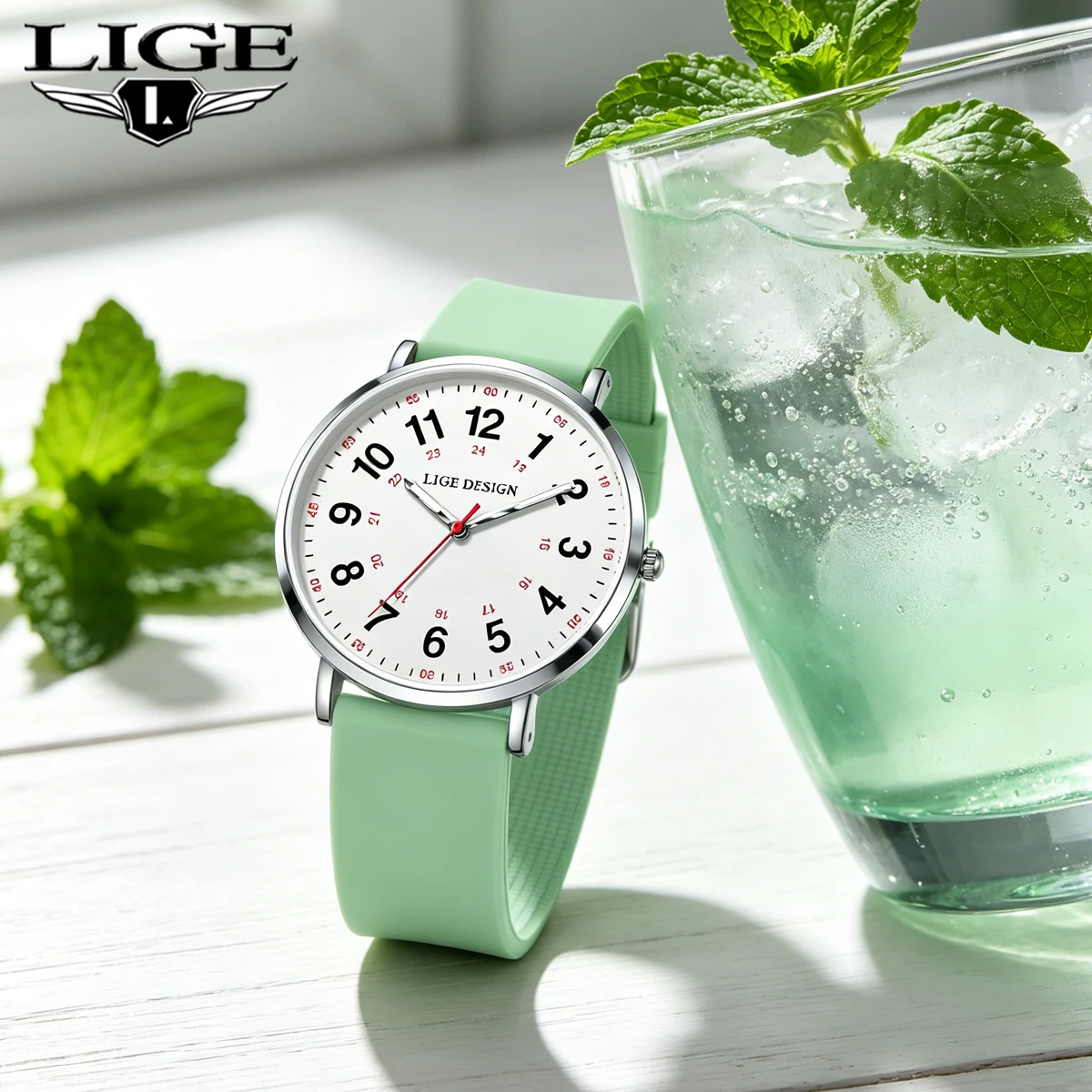 LIGE Luxury Silicone Strap Women's Wristwatch Digital Elegant Ladies Watches Fashion Simple Waterproof Quartz Watches for Woman