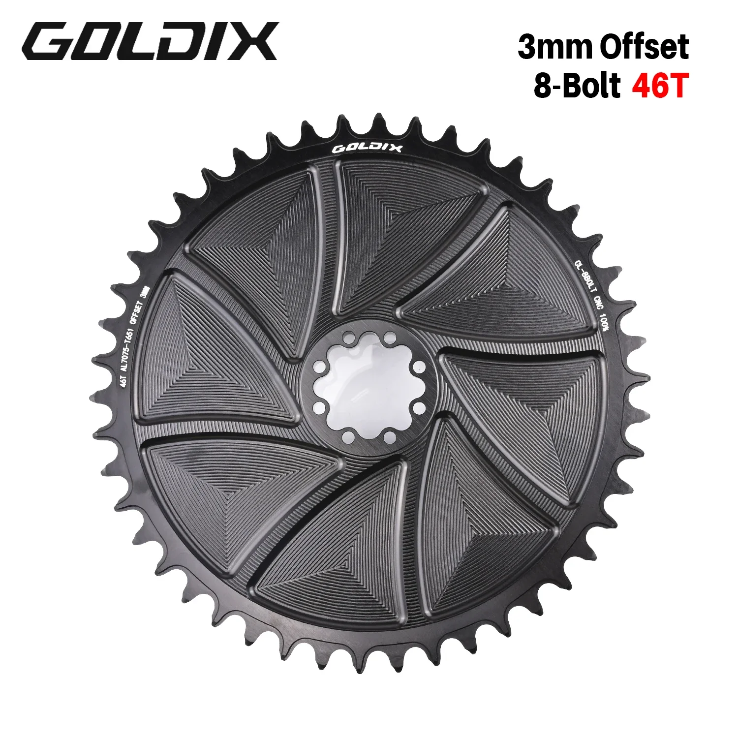 GOLDIX 8-Loch-Direct-Mount-AERO-Fahrradkettenblatt, schmal-breit, CNC-gefrästes Aluminium-Kettenrad für Rennrad- und MTB-Kurbelgarnituren