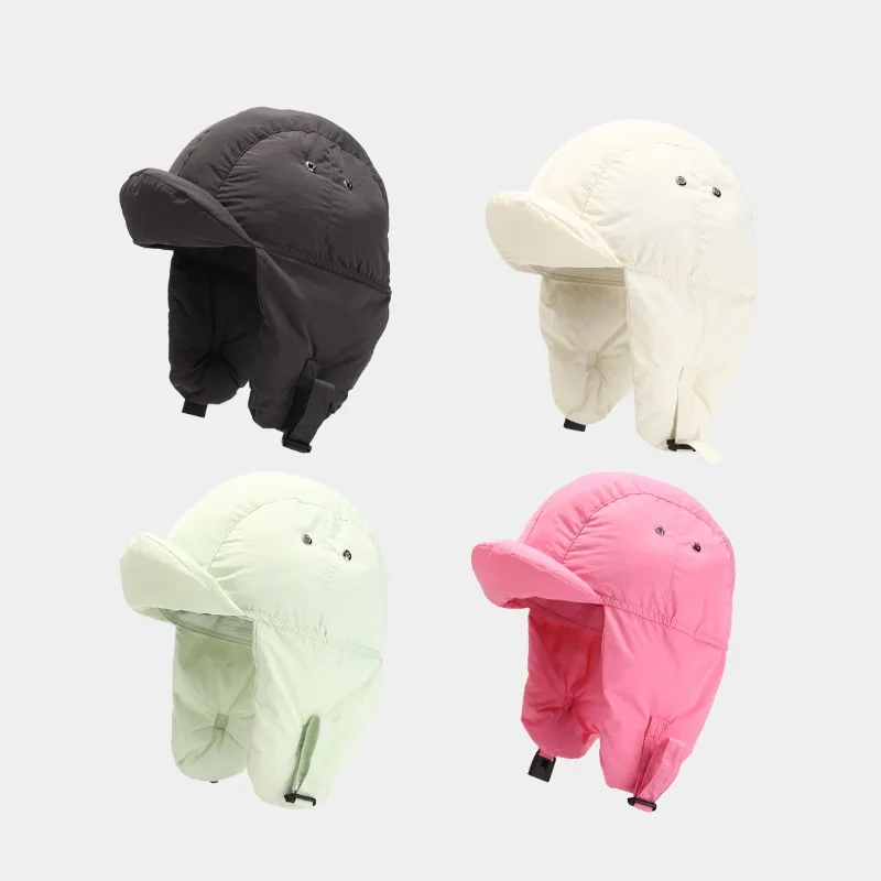 

Winter Light Down Cotton Warm Ear Protection Flying Hat Men and Women with The Same Northeast Ski Hat Cold-proof Lei Feng Hat