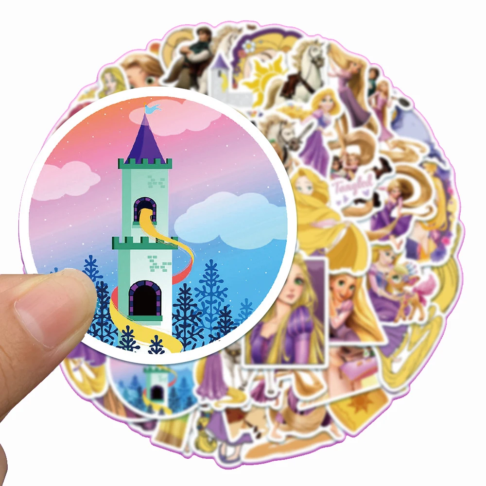 10/30/50PCS Disney Cartoon Movie Tangled Rapunzel Stickers DIY Phone Guitar Laptop Luggage Skateboard Graffiti Decals Fun Kid