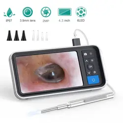 Kanoscope numérique avec écran, endoscope de portée d'oreille HD, nettoyeur d'oreille, batterie aste 3.9 mAh, 1080mm, 2500 P