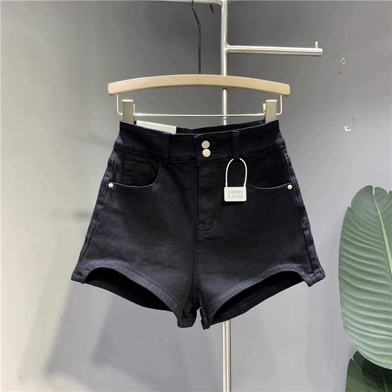 

Женские модные джинсовые короткие брюки, однотонные мини-шорты трапециевидной формы с высокой талией, женские элегантные шикарные женские повседневные шорты, джинсы