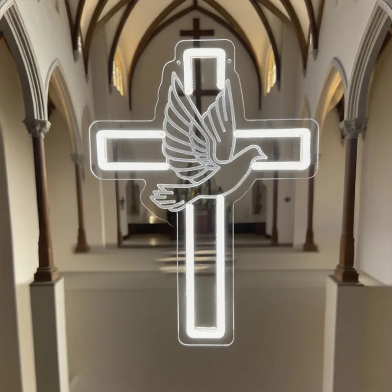 

LED Neon Sign Jesus Cross Neon Lights Signs Christening Day,Church,Christian,Home Wall Decor Wedding Party Supplies