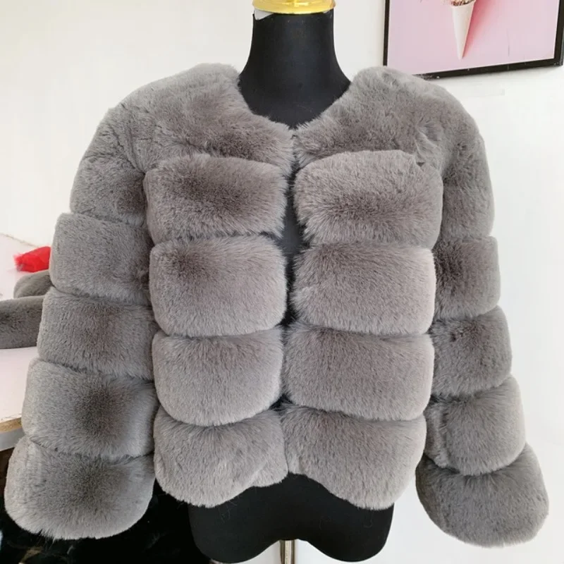 2024 Women Faux Fur Coat Autumn Winter High Quality Fluffy Short Coat Faux Fox Fur Jacket Ladies furry Fashion Tops