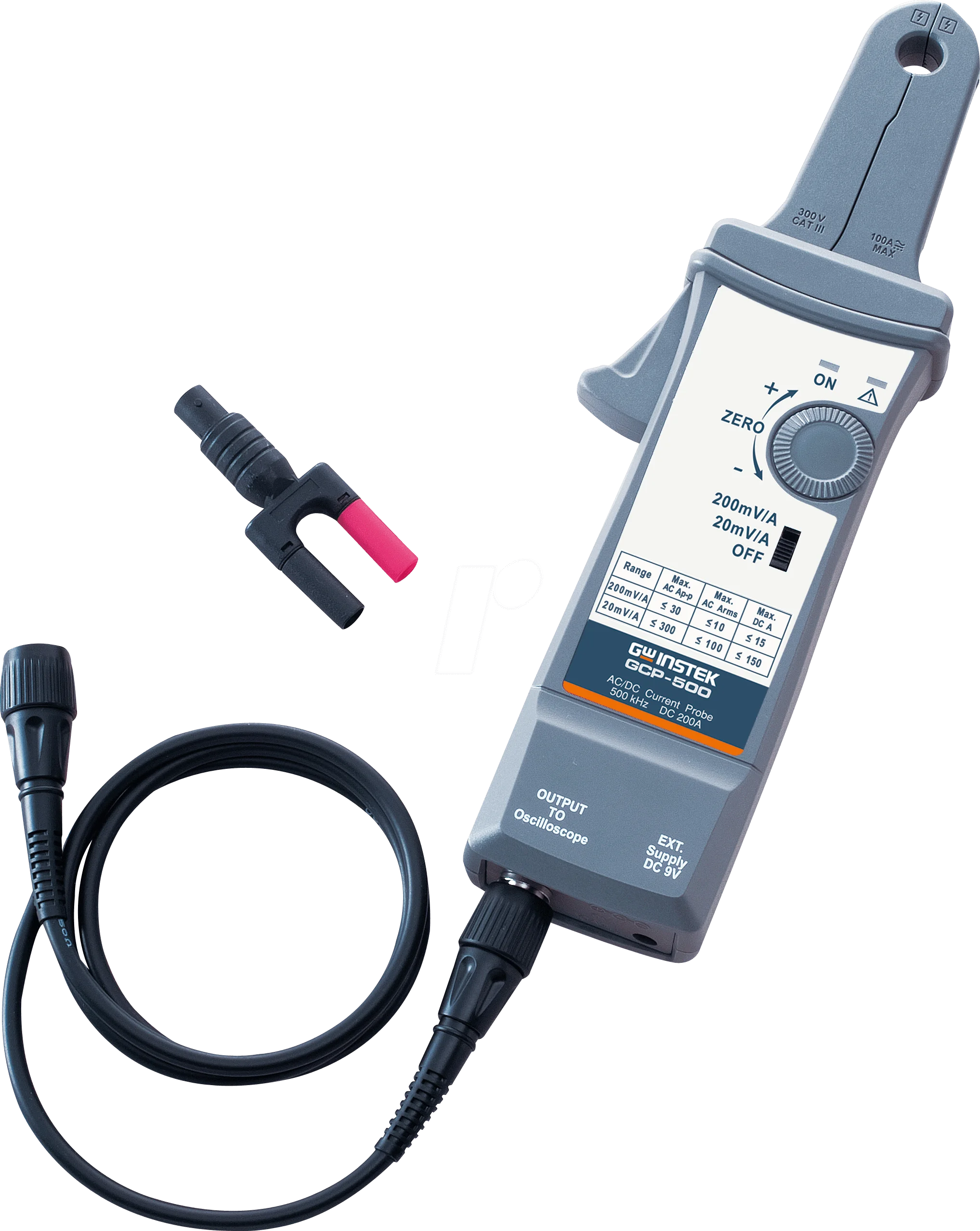 GWINSTEK GCP-500 Plastic Current Clamp Probe 500KHz Oscilloscope Probe for Laboratory Use Battery Powered