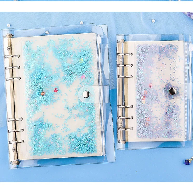 Cute Pink PVC Shake Card Zipper Bag Divider Planner Accessories Diary A5 A6 Spiral Notebook File Storage Bag