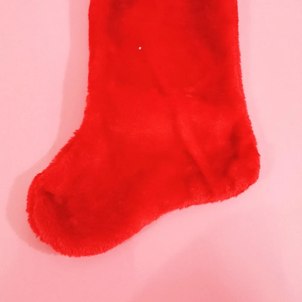 42cm Plush Christmas Socks Red&white Classic Personalized Gift Bag Xmas Large Capacity Christmas Stocking for 2pcs/set